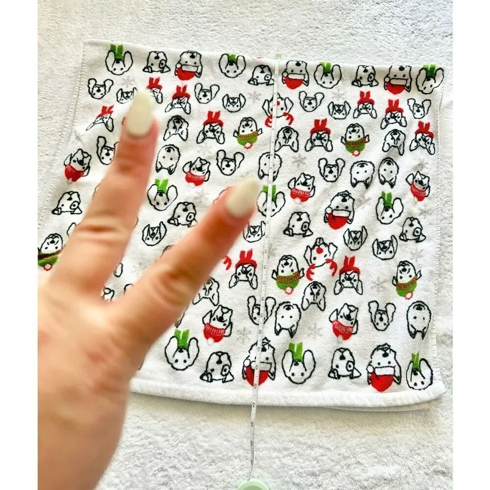 CASABA home - Christmas puppy dog red, green, white, and black beach towel - use